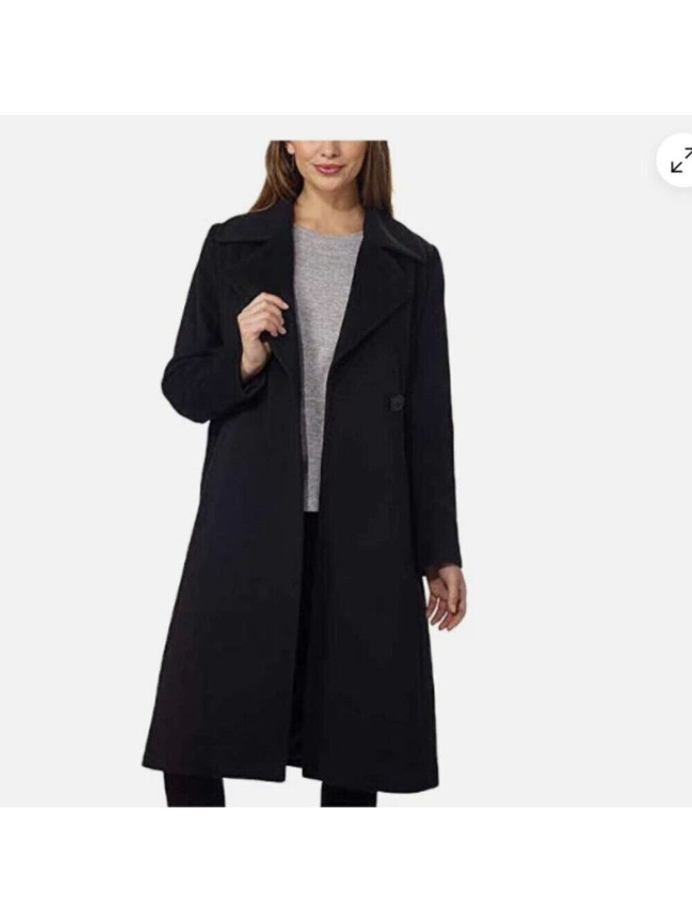 Size 8 George Simonton Couture Women's Cashmere Belted Wrap Bl;ack Coat - Picture 2 of 8